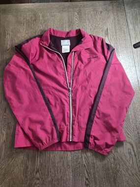 New Balance Pink Bomber Jacket with Dark Berry Stripes
